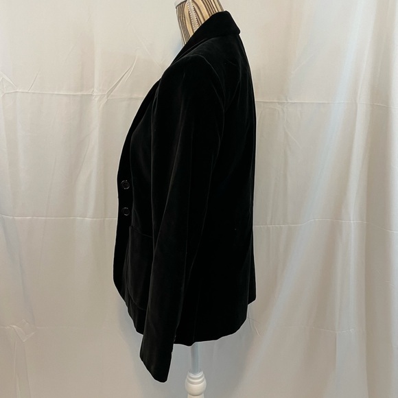 Vintage crushed velvet black blazer medium button front closure - Picture 6 of 10